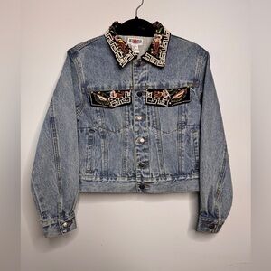 Vintage Sequin Embellished Jean Jacket Y2K 90s | Size Small